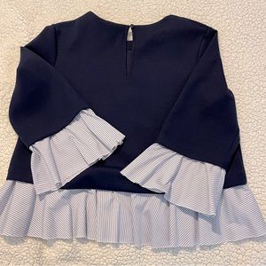 Navy and seersucker cropped Halogen sweatshirt